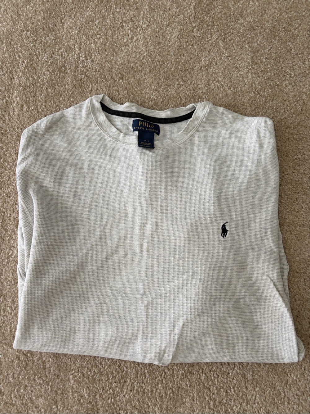 Polo by Ralph Lauren Men's Crewneck Sweater – Light Gray with Navy Logo